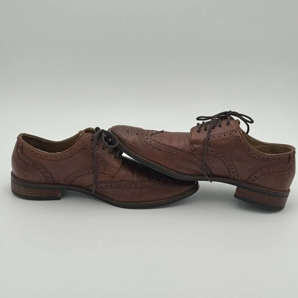 COLE HAAN Mens 9.5 Grand.OS Wingtip Oxford Leather Dress Shoes Brown C12362